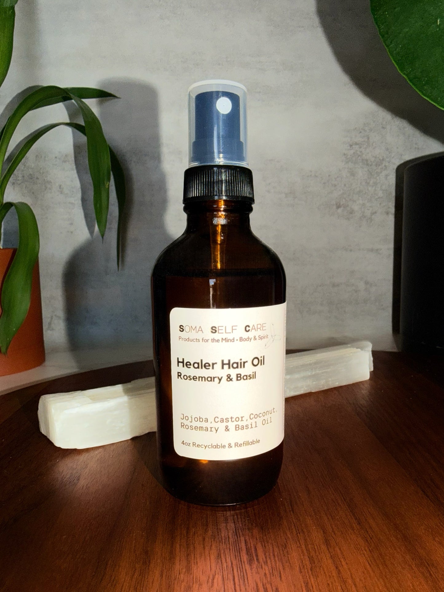 Wooden Scalp & Head Massager • Healer Hair Oil Spray Set - 4oz