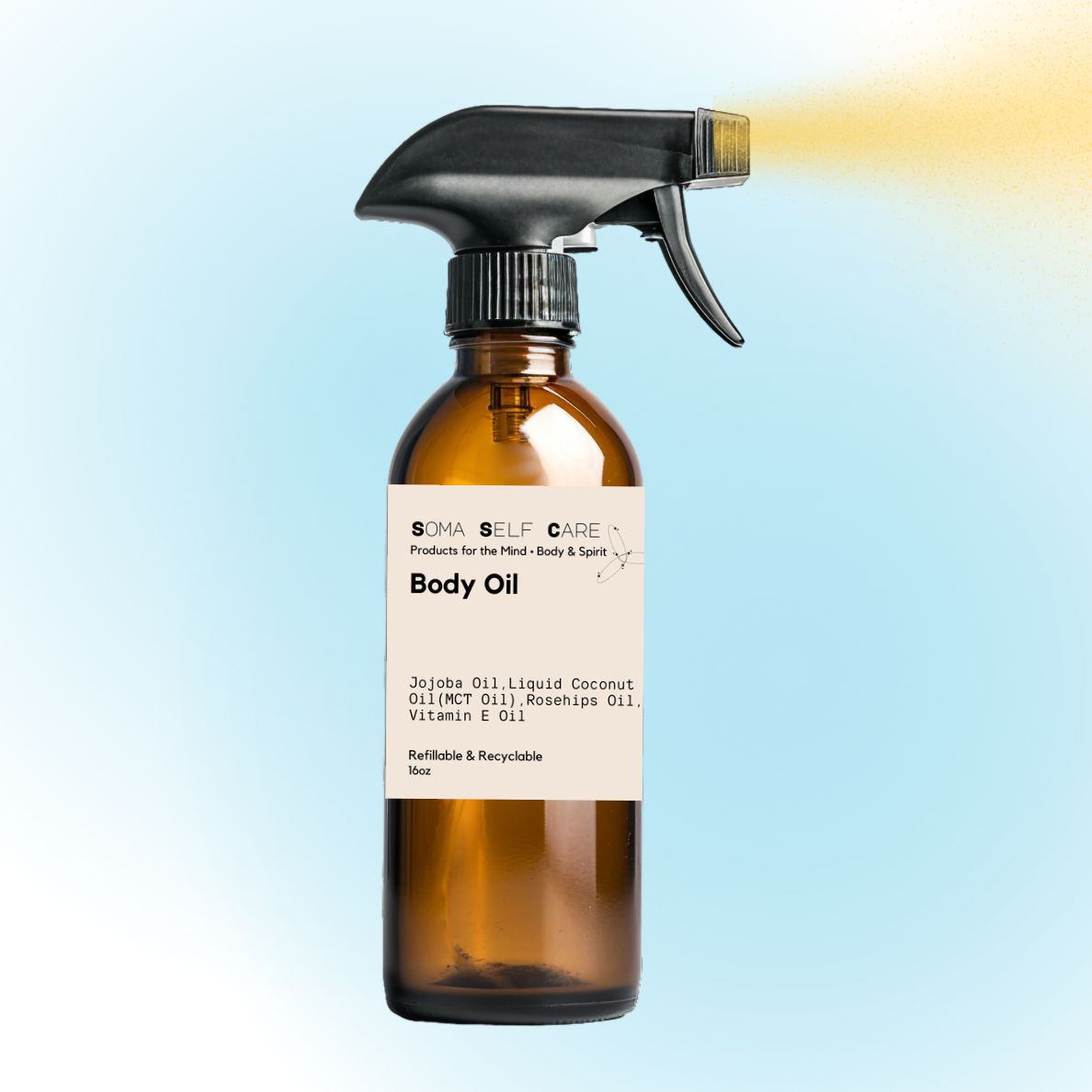 Natural Loofa Dry Brush & Body Oil - 16oz