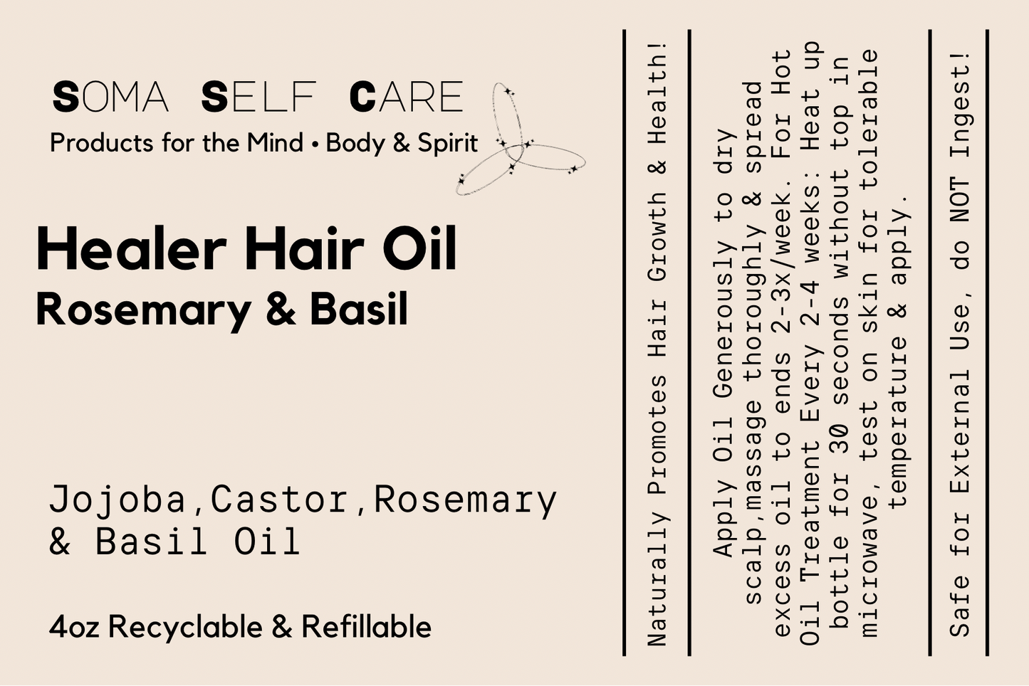 Healer Hair, Skin & Nails Rosemary & Basil Oil - 4oz