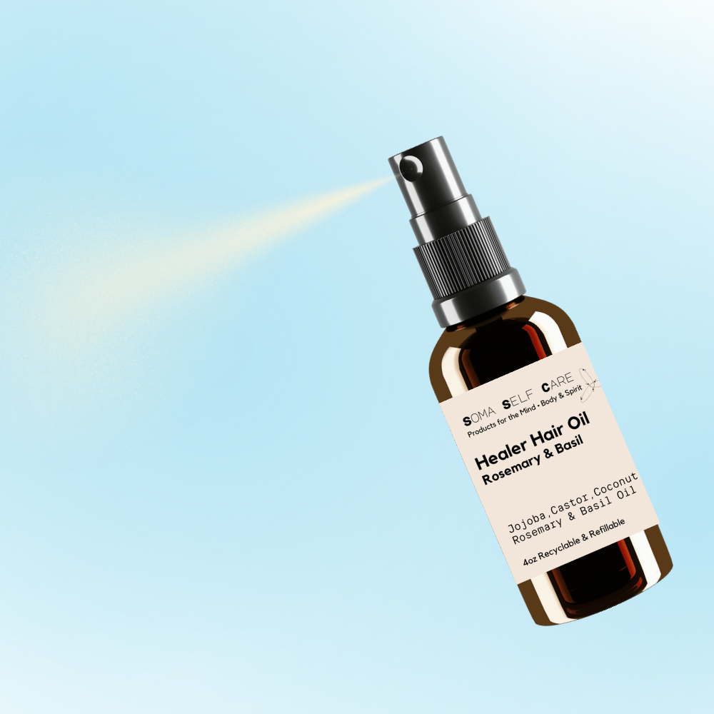 Wooden Scalp & Head Massager • Healer Hair Oil Spray Set - 4oz