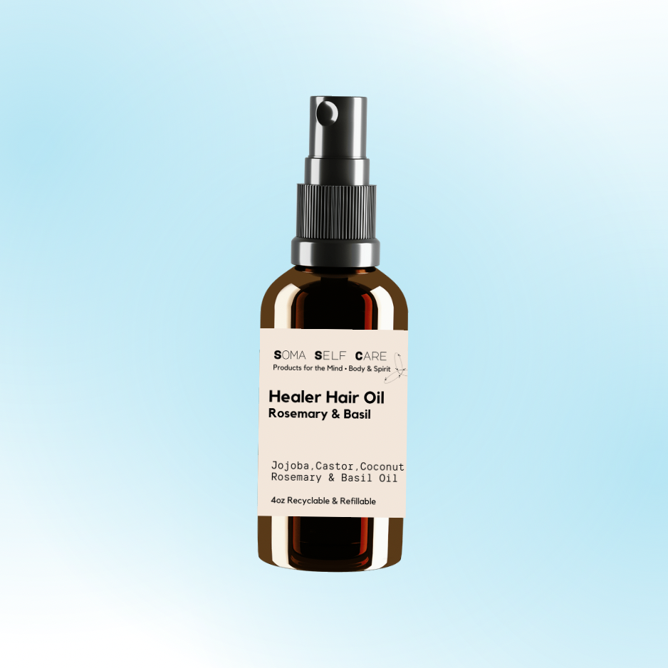 Wooden Scalp & Head Massager • Healer Hair Oil Spray Set - 4oz